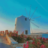 Windmill In Paros Greece Diamond Painting