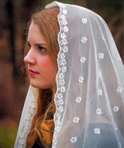 Woman With Lace Veil Diamond Painting