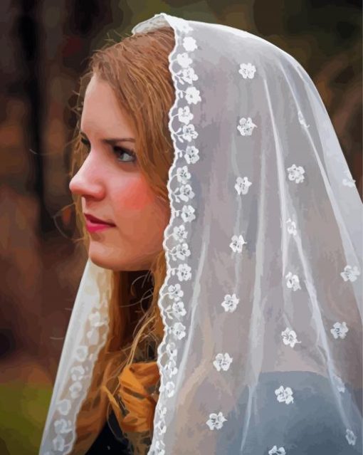 Woman With Lace Veil Diamond Painting