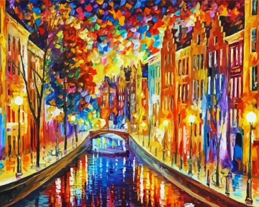 Abstract Amsterdam Canal Diamond painting