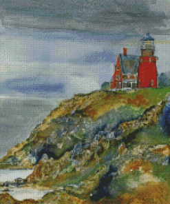 Abstract Block Island Lighthouse Diamond Painting