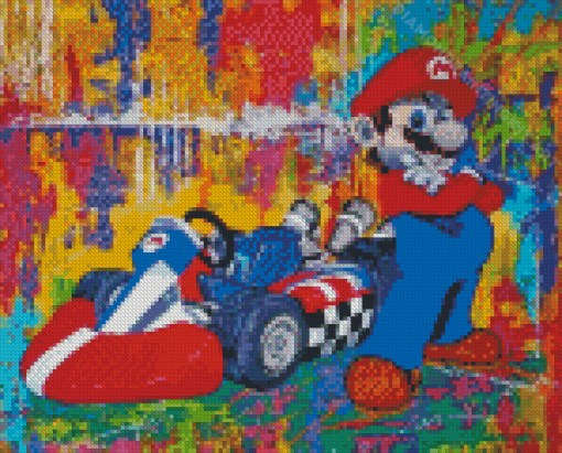 Abstract Mario Kart Diamond Painting