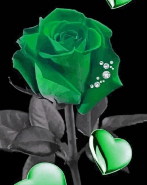 Aesthetic Green Rose Diamond Painting