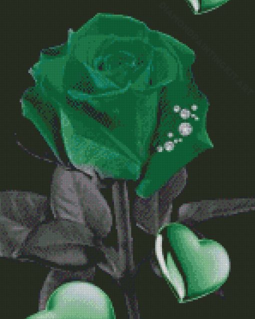 Aesthetic Green Rose Diamond Painting