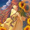 Anime Girl In Sunflower Field Diamond Painting