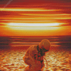 Astronaut Beach At Sunset Diamond Painting