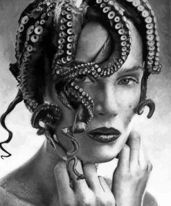 Black And White Octopus Lady Diamond Painting