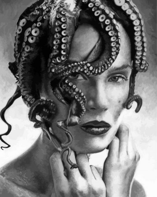 Black And White Octopus Lady Diamond Painting