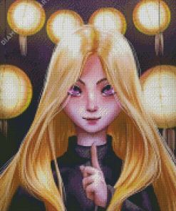 Blonde Girl With Purple Eyes Diamond Painting