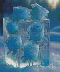 Blue Frozen Roses Diamond Painting