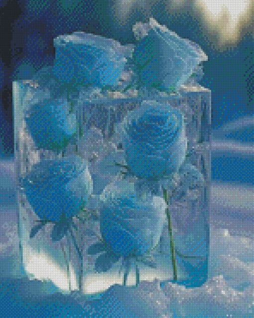 Blue Frozen Roses Diamond Painting