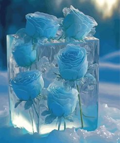 Blue Frozen Roses Diamond Painting