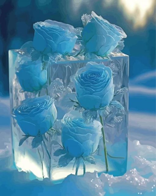 Blue Frozen Roses Diamond Painting