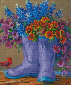 Bluebonnets And Boots Diamond Painting