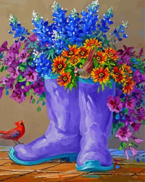 Bluebonnets And Boots Diamond Painting