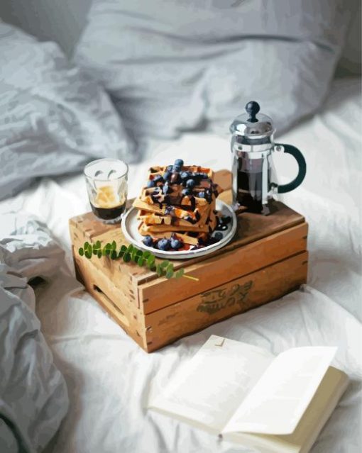 Breakfast On Bed And Book Diamond Painting