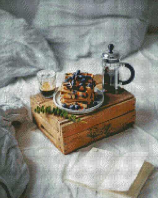 Breakfast On Bed And Book Diamond Painting