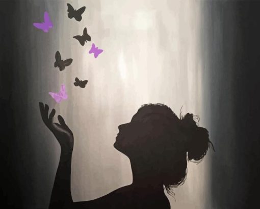 Butterflies And Woman Silhouette Diamond painting