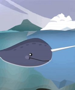 Cartoon Narwhal Underwater Diamond Painting