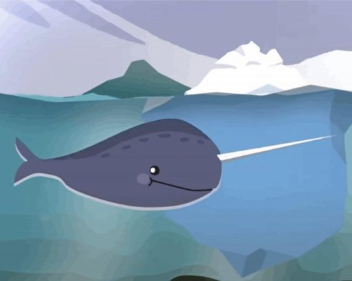 Cartoon Narwhal Underwater Diamond Painting