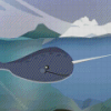 Cartoon Narwhal Underwater Diamond Painting