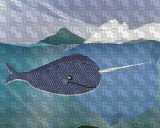 Cartoon Narwhal Underwater Diamond Painting