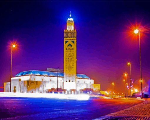 Casablanca Mosque At Night Diamond Painting