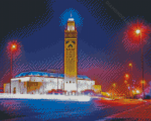 Casablanca Mosque At Night Diamond Painting