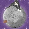 Cat And Grey Moon Diamond Painting