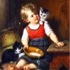 Child And Kittens Diamond Painting