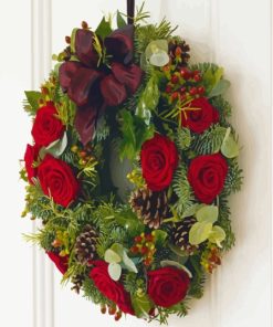 Christmas Roses Wreath Diamond Painting