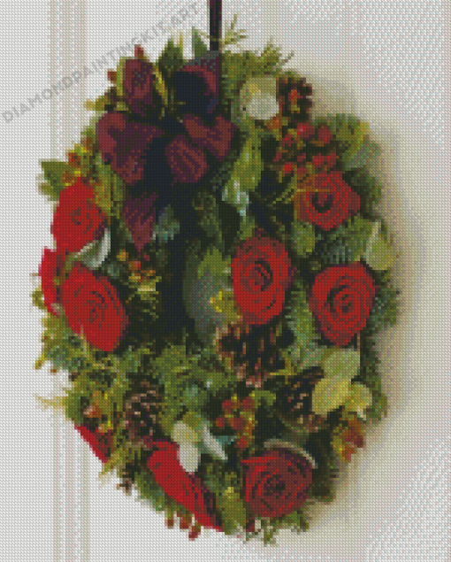 Christmas Roses Wreath Diamond Painting