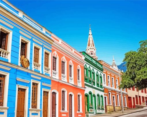 Colorful Buildings Bogota Diamond Painting