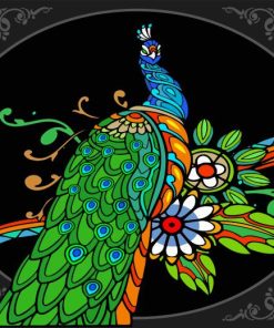 Colorful Peacock Bird Mandala Diamond Painting