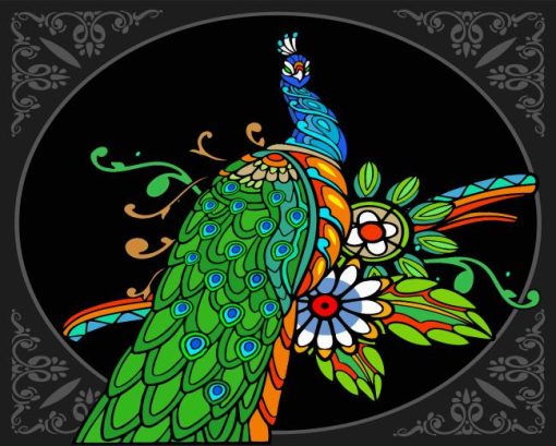 Colorful Peacock Bird Mandala Diamond Painting