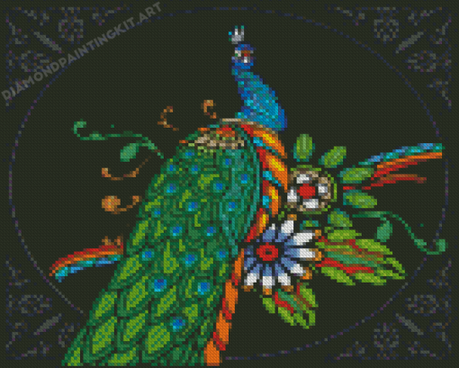 Colorful Peacock Bird Mandala Diamond Painting