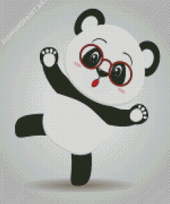 Cute Panda With Glasses Diamond Painting