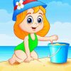 Cute Beach Girl Diamond Painting