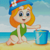 Cute Beach Girl Diamond Painting