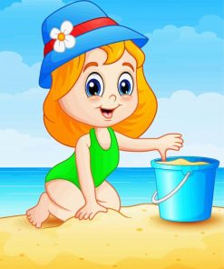 Cute Beach Girl Diamond Painting