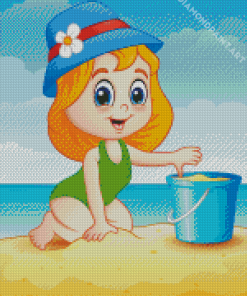 Cute Beach Girl Diamond Painting