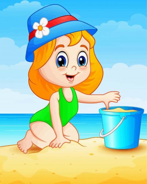 Cute Beach Girl Diamond Painting