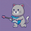 Cat Playing Electric Guitar Diamond Painting