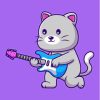 Cat Playing Electric Guitar Diamond Painting