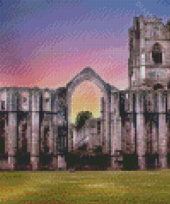 Fountains Abbey At Sunset Diamond Painting