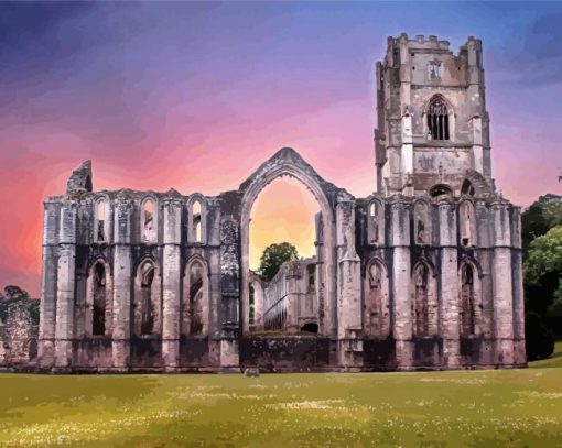 Fountains Abbey At Sunset Diamond Painting