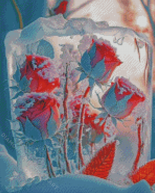 Frozen Pink Roses Diamond Painting