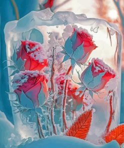 Frozen Pink Roses Diamond Painting