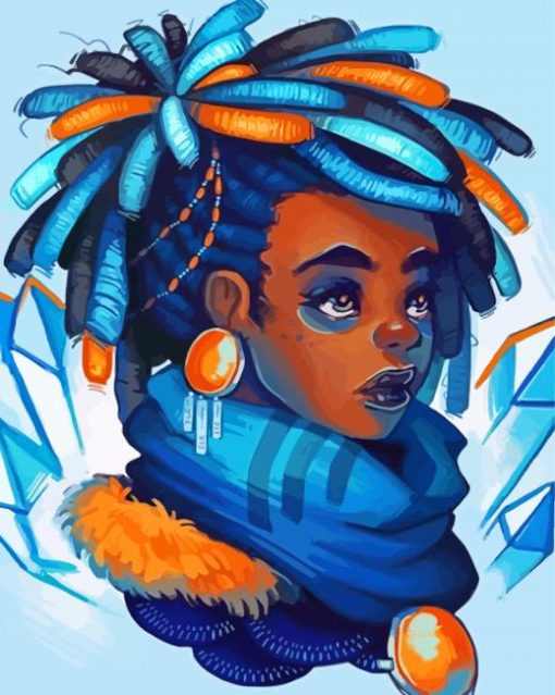 Girl With Blue Dreads Diamond Painting