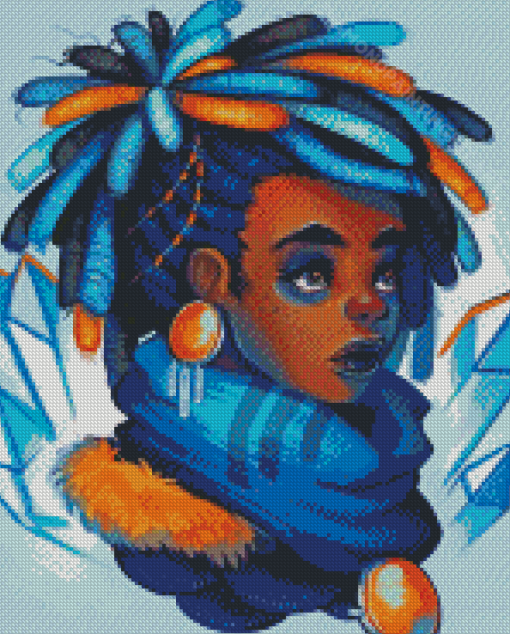 Girl With Blue Dreads Diamond Painting